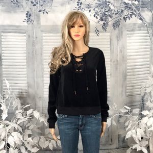 NWT!! Betsey Johnson Velvet Lace Up Top